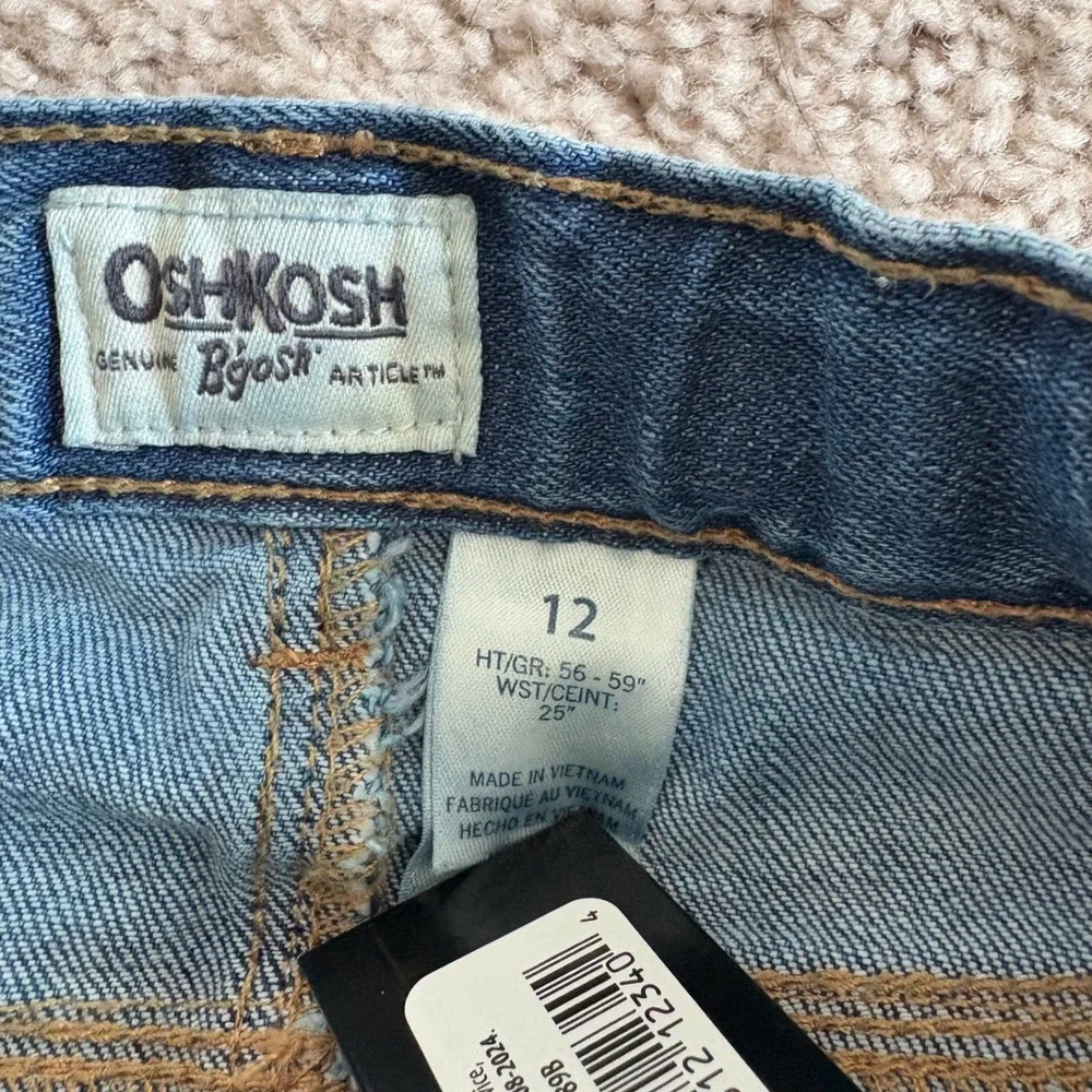 OshKosh B'Gosh Girls Blue Denim Skirt Kids Sz 12 Classic Pockets Back & Front‎